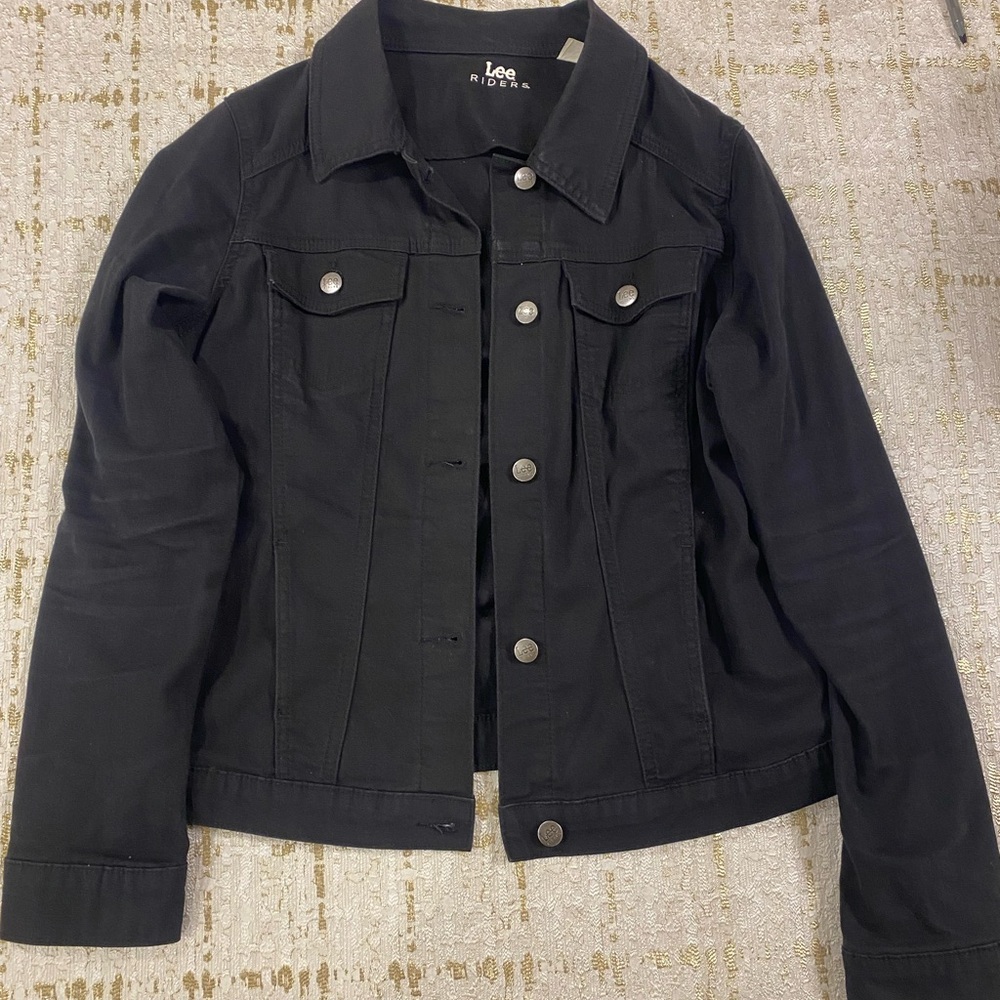 Lee Black Denim Jacket with Silver Buttons